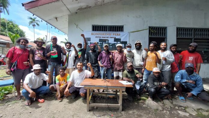 Konferensi Pers Petisi Rakyat Papua (PRP) di Kantor Dewan Adat Papua (DAP) di Ekspo, Jayapura, Rabu, 5 Januari 2022. Foto dok PRP.
