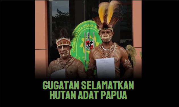 Pemimpin marga Woro saat daftarkan gugatan di Pengadilan Negeri Jayapura. Foto dok LBH Papua.