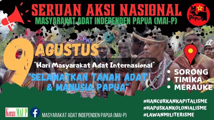 Seruam umum aksi nasional Masyarakat Adat Independen (MAI) Papua. Foto dok MAI-Papua.