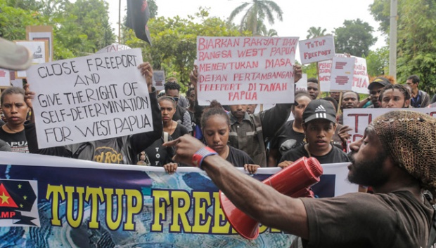 Aksi demonstrasi AMP Komite Kota Bali tahun 2018 menolak PT Freeport. Foto dari tempo.co.